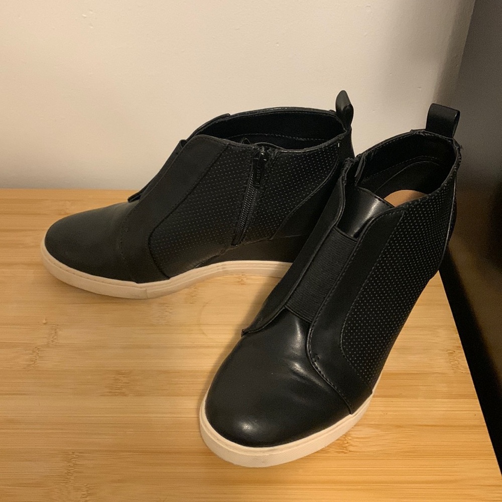 A New Day leather flocked wedge sneakers